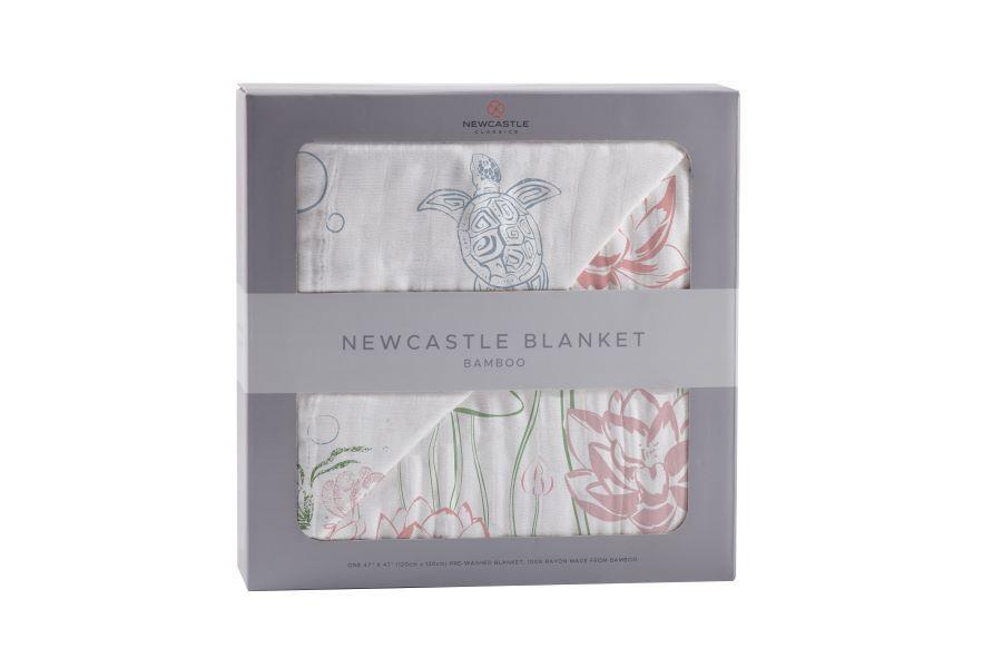 Turtles and Water Lily Bamboo Muslin Newcastle Blanket