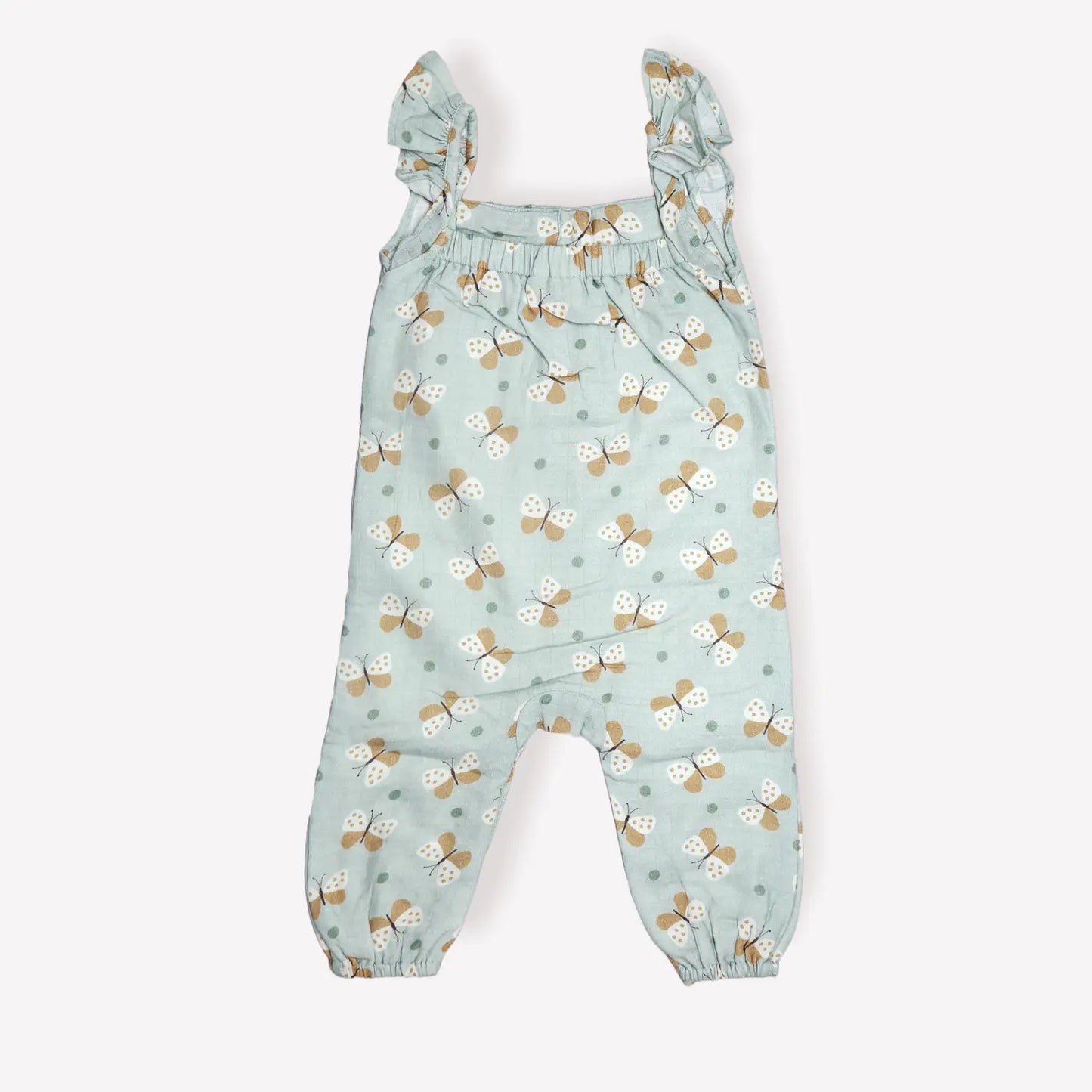 Butterfly Sleeveless Ruffle Baby Jumpsuit-Apple Mint