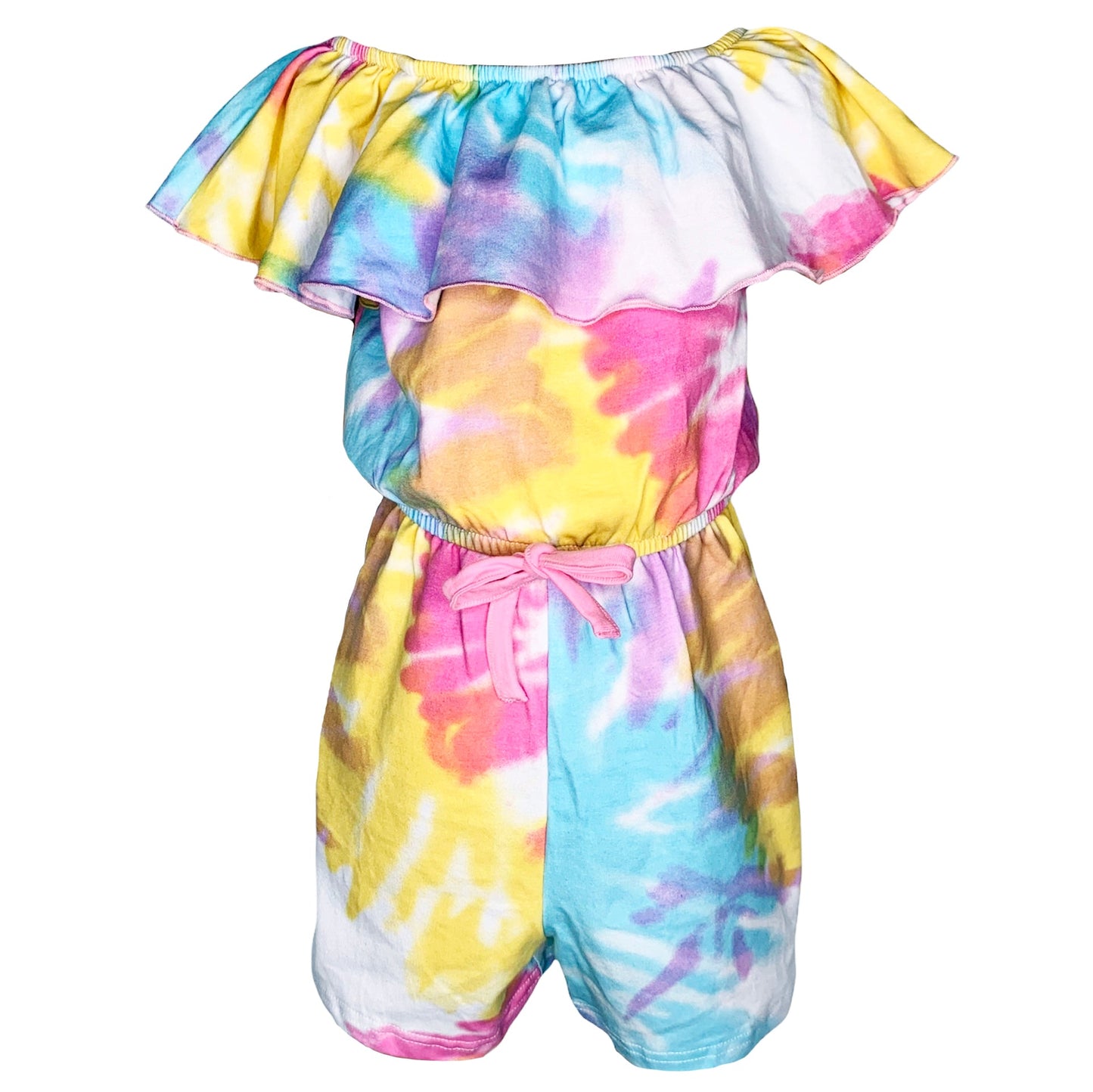 AnnLoren Girls Pastel Tie Dye Shorts Jumpsuit One Piece Outfit