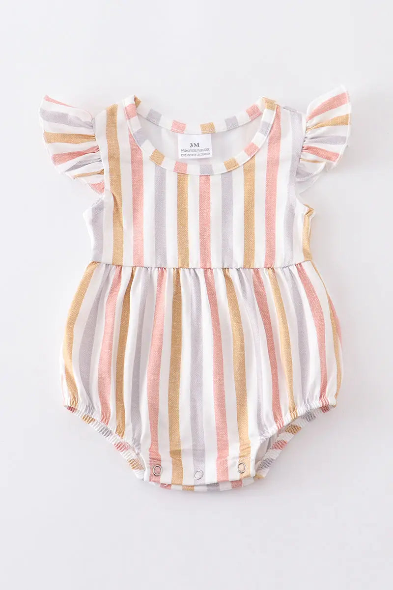 Stripe Ruffle Baby Girl Romper