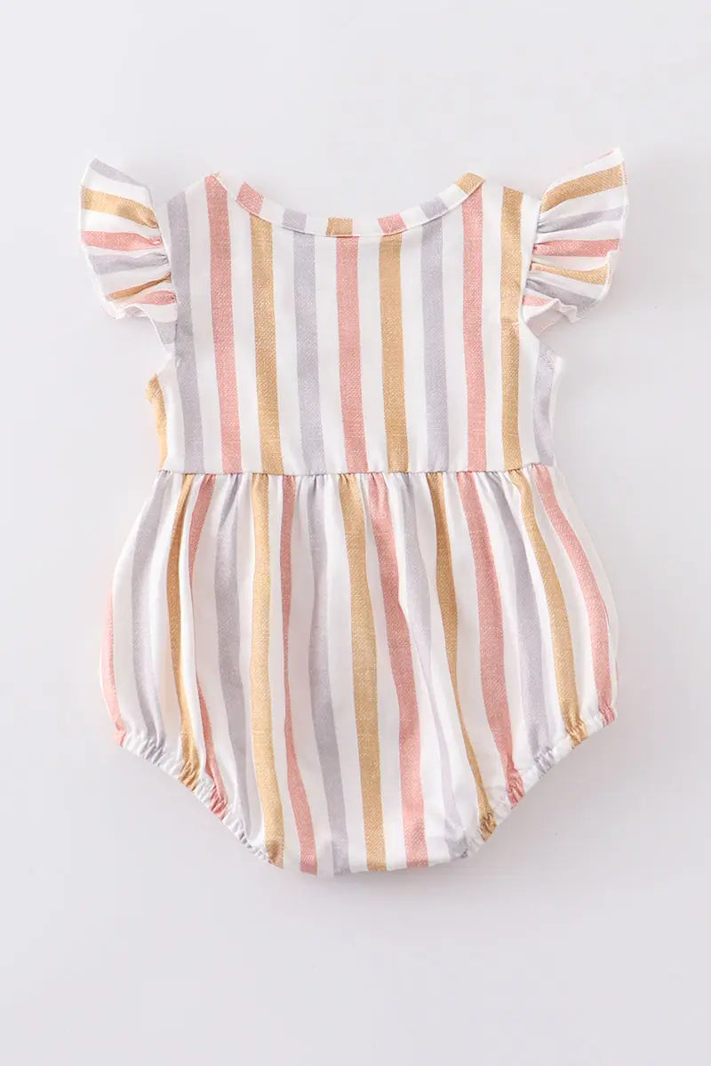 Stripe Ruffle Baby Girl Romper