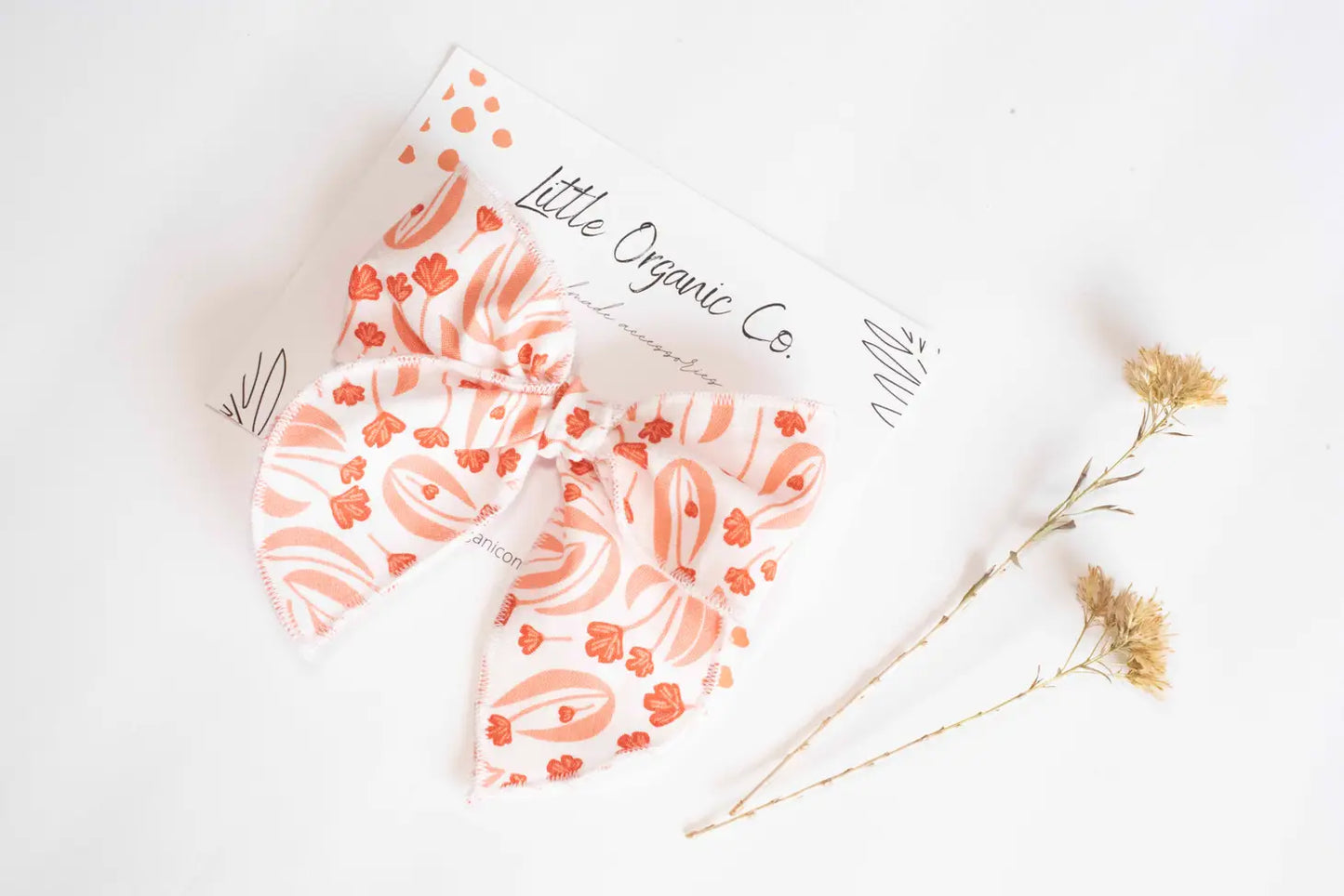 Floral Bow with Alligator Clip- Orange